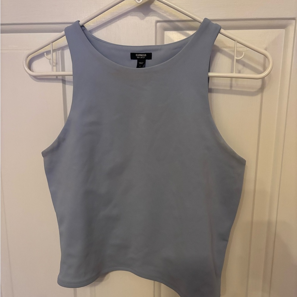 Express Soft Blue High-Neck Tank Top